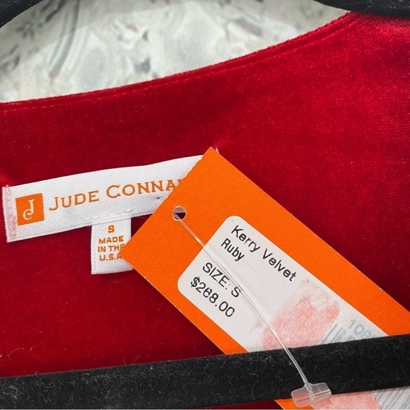 NEW Jude Connally Size Small Dress Kerry Velvet Ruby Red V Neck Stretch Pockets - Picture 14 of 14